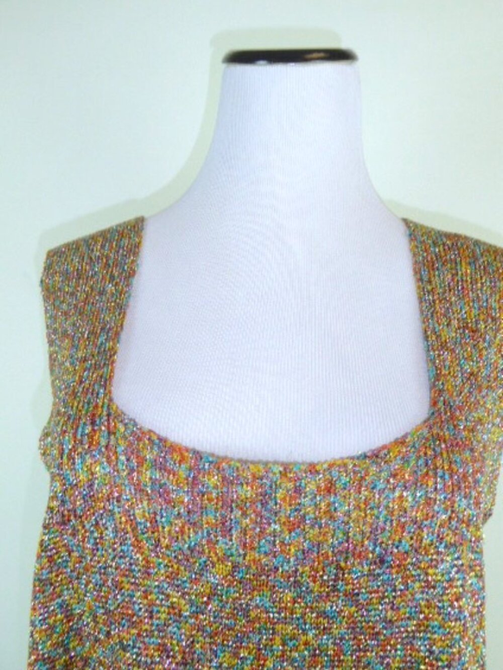 DRIES VAN NOTEN top Scoop neck tweed multicolor knit sleeveless tunic tank L